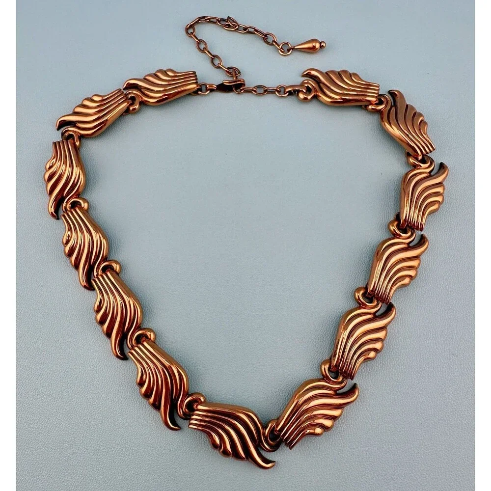 Vintage Renoir Necklace Copper Wing Shaped Links Adjustable 14